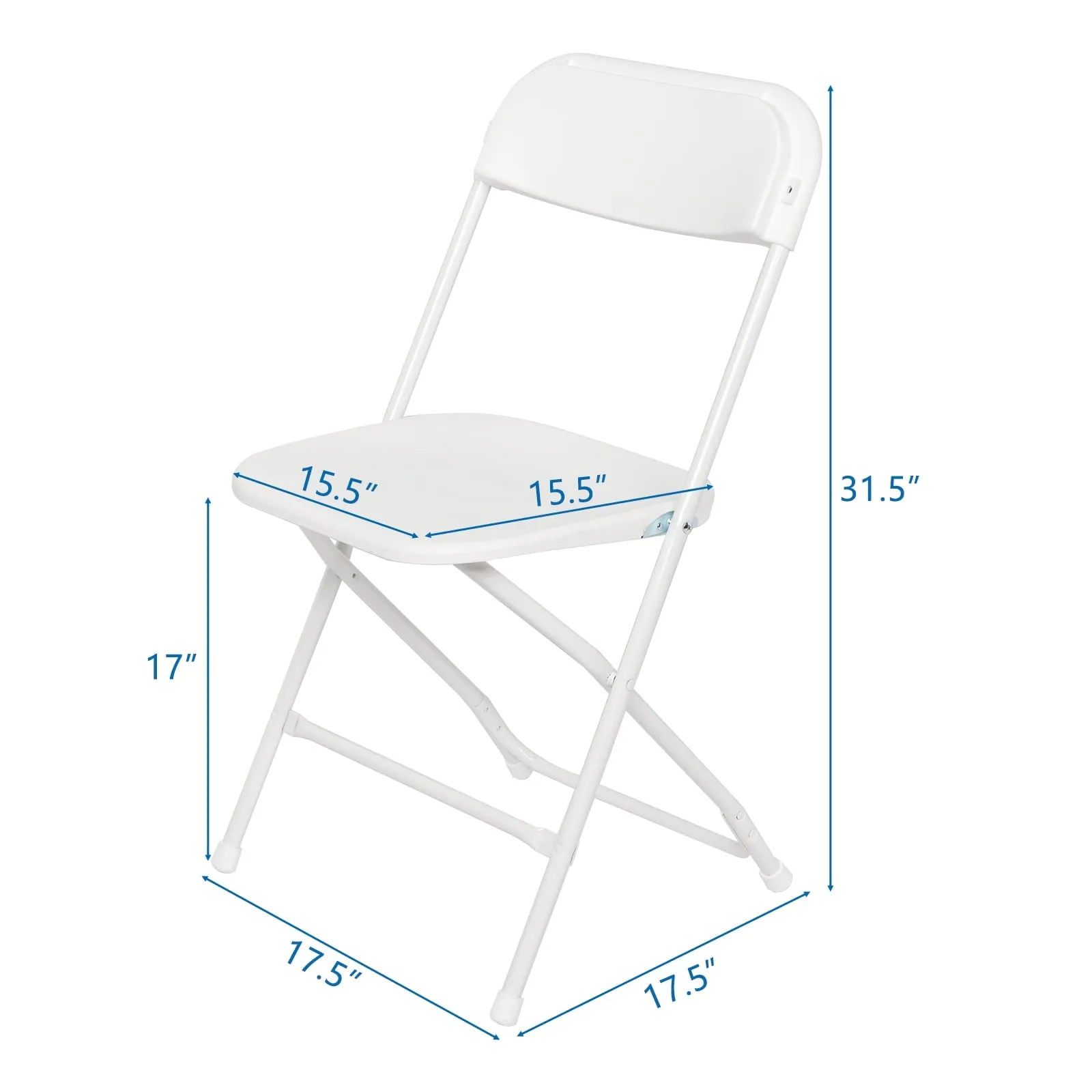 10 Pack White Plastic Folding Chair, Indoor Outdoor Portable Stackable Commercial Seat with Steel Frame 350lb. Capacity for Events Office Wedding Party Picnic Kitchen Dining