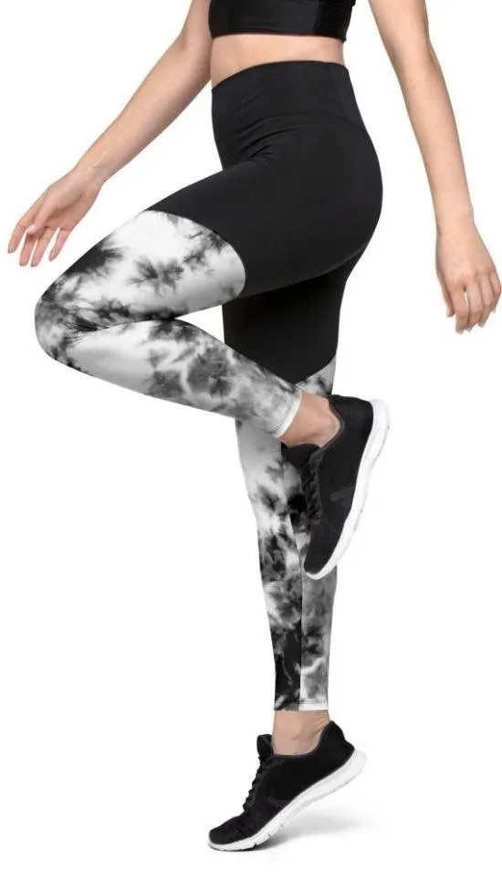 Black & White Tie Dye Compression Leggings