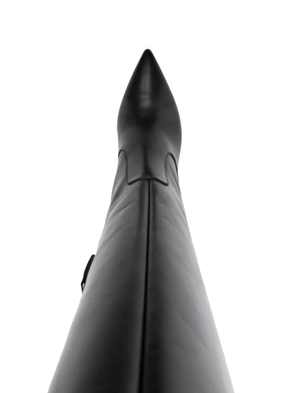 BLACK LEATHER KNEE-HIGH STILETTO BOOTS