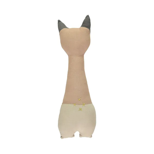 Camomile London Tall Cat Cushion – Peach Blossom/Stone