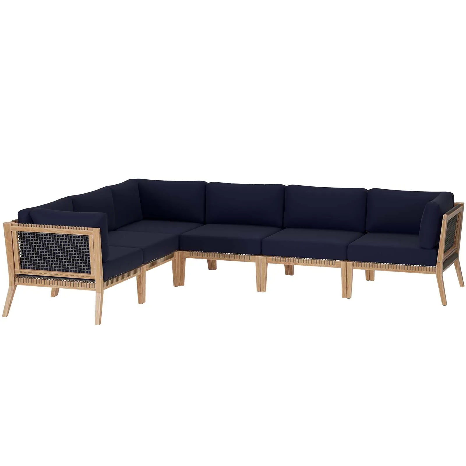 Clearwater Outdoor Patio Teak Wood 6-Piece Sectional Sofa by Modway