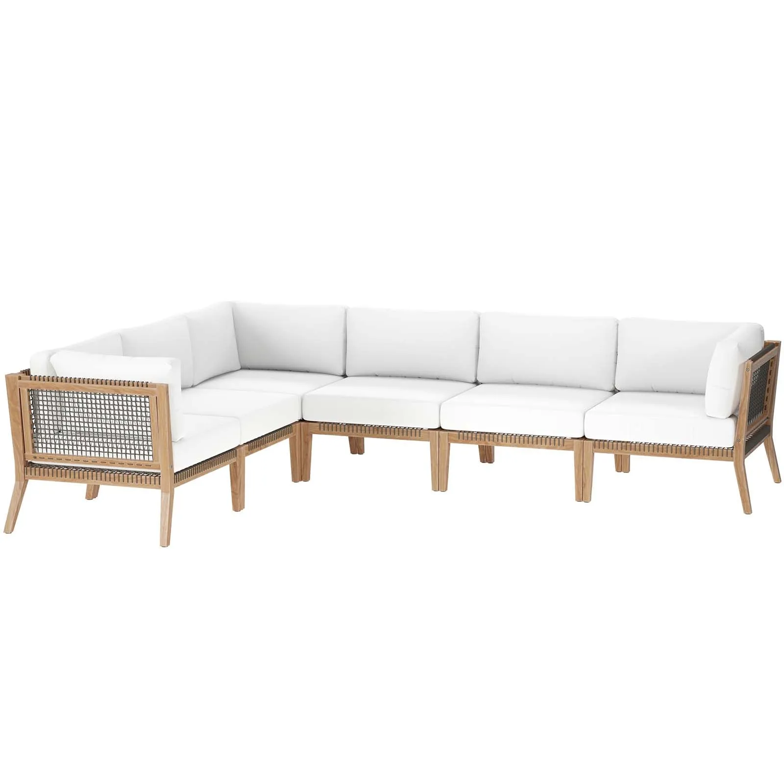 Clearwater Outdoor Patio Teak Wood 6-Piece Sectional Sofa by Modway