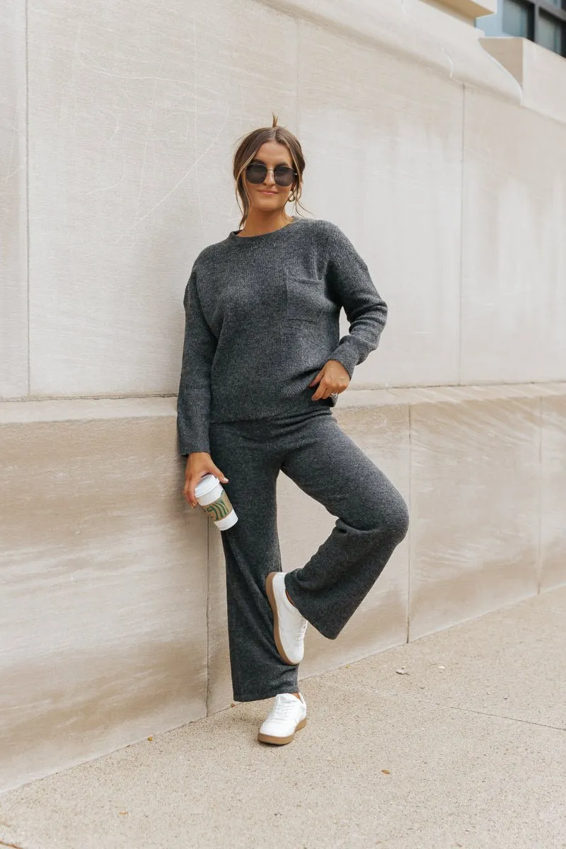 Comfy Lounge Sweater Pants - Charcoal