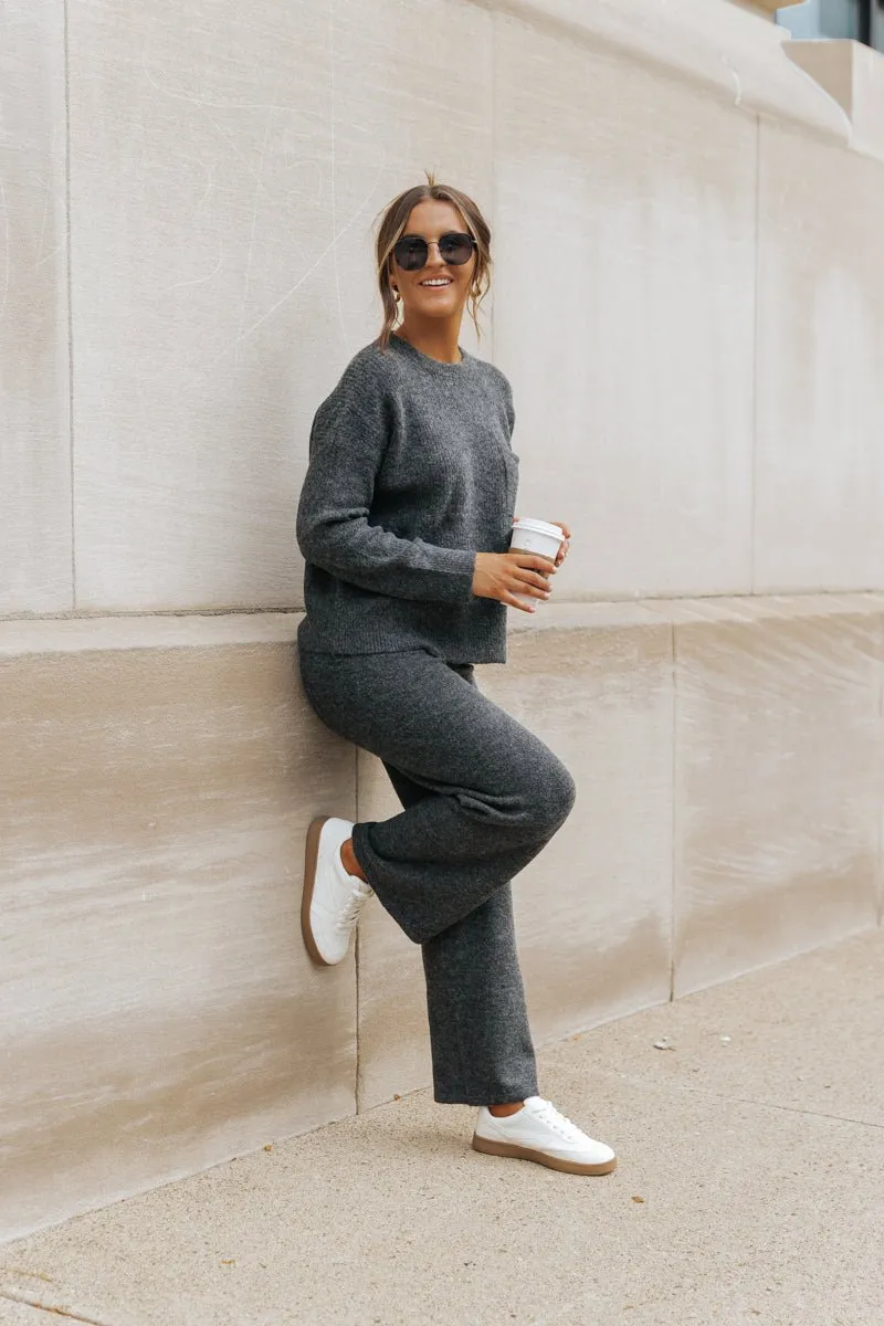 Comfy Lounge Sweater Pants - Charcoal