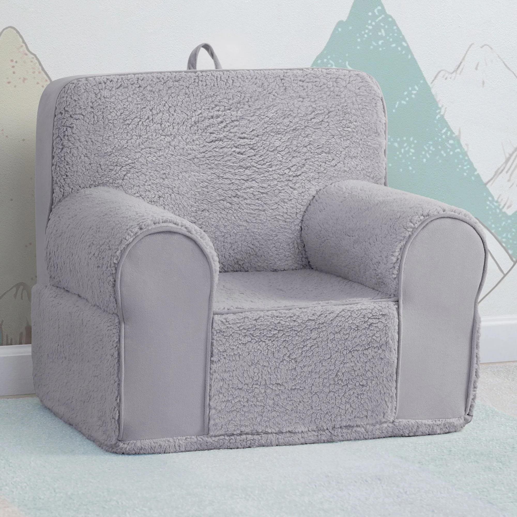 Deluxe Cozee Sherpa and Suede Chair for Kids