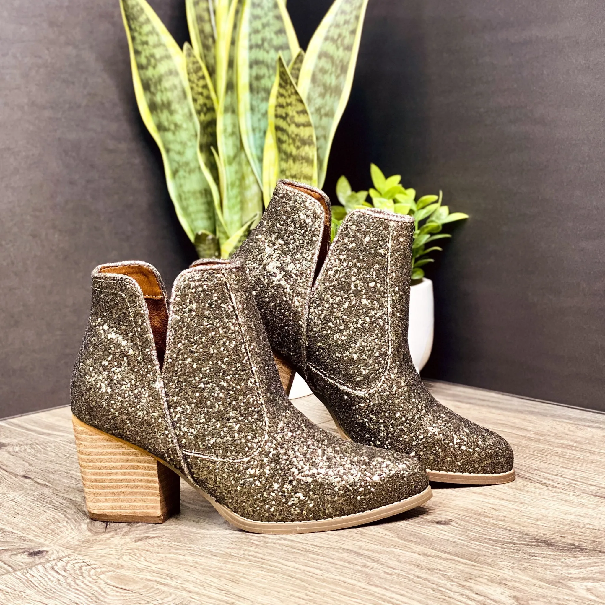 Fiera Booties in Bronze by Not Rated