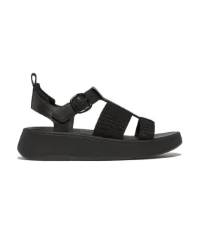 Fitflop F-Mode Leather/Webbing Flatform Fisherman Sandals Black