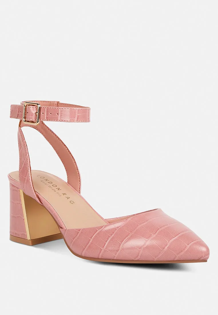 Hyatt Metallic Sling Block Heel Sandals