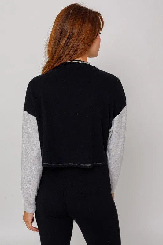 Long Sleeve Contrast Top