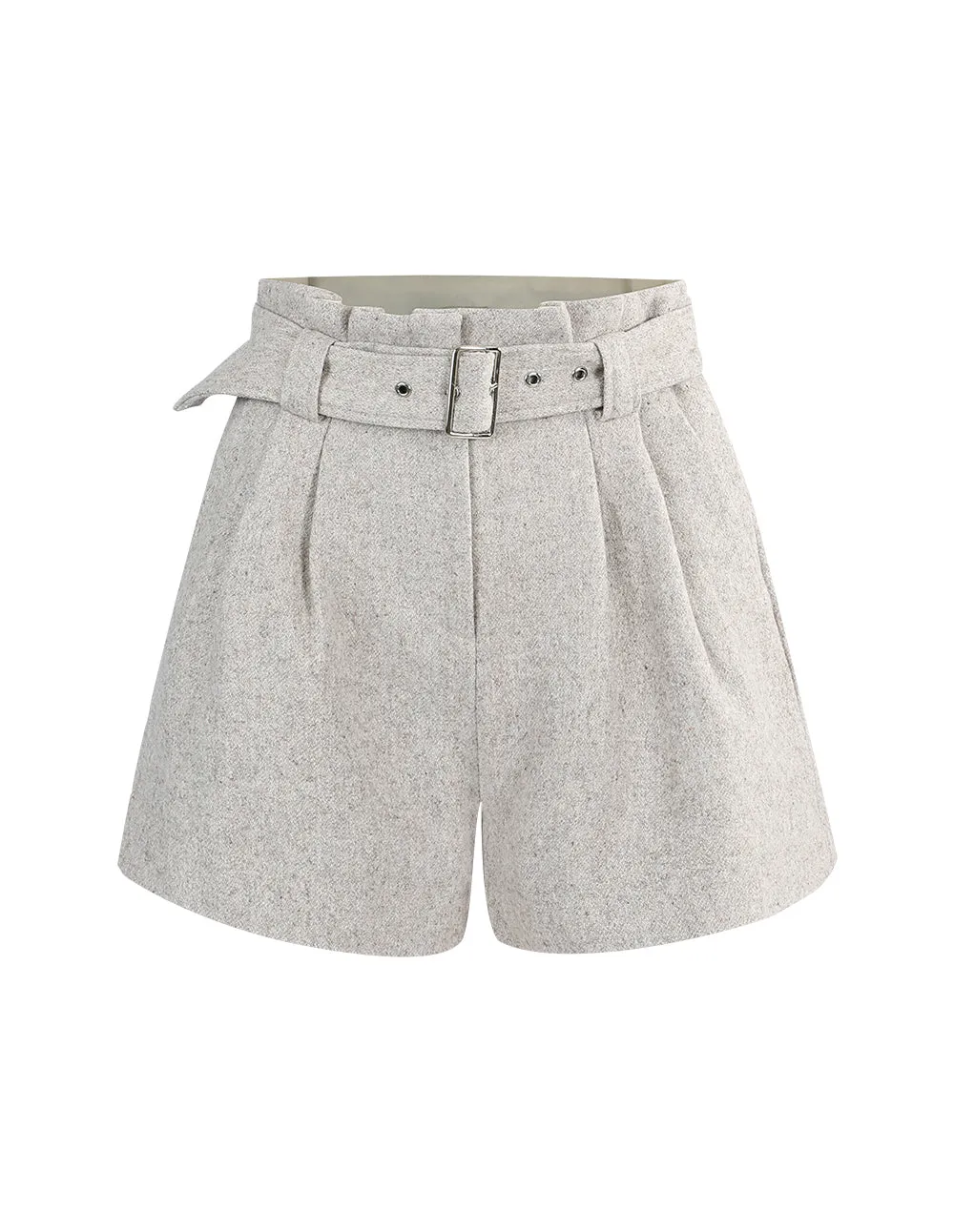 MARK FAST WOMEN WIDE LEG BELTED WOOLEN SHORTS