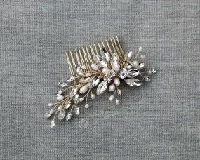 Marquise Spray Bridal Comb with Pearls