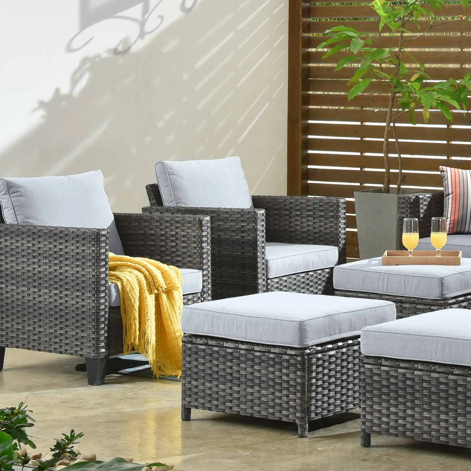 Ovios Patio Furniture Set New Vultros 8-Piece High Back with Cushions