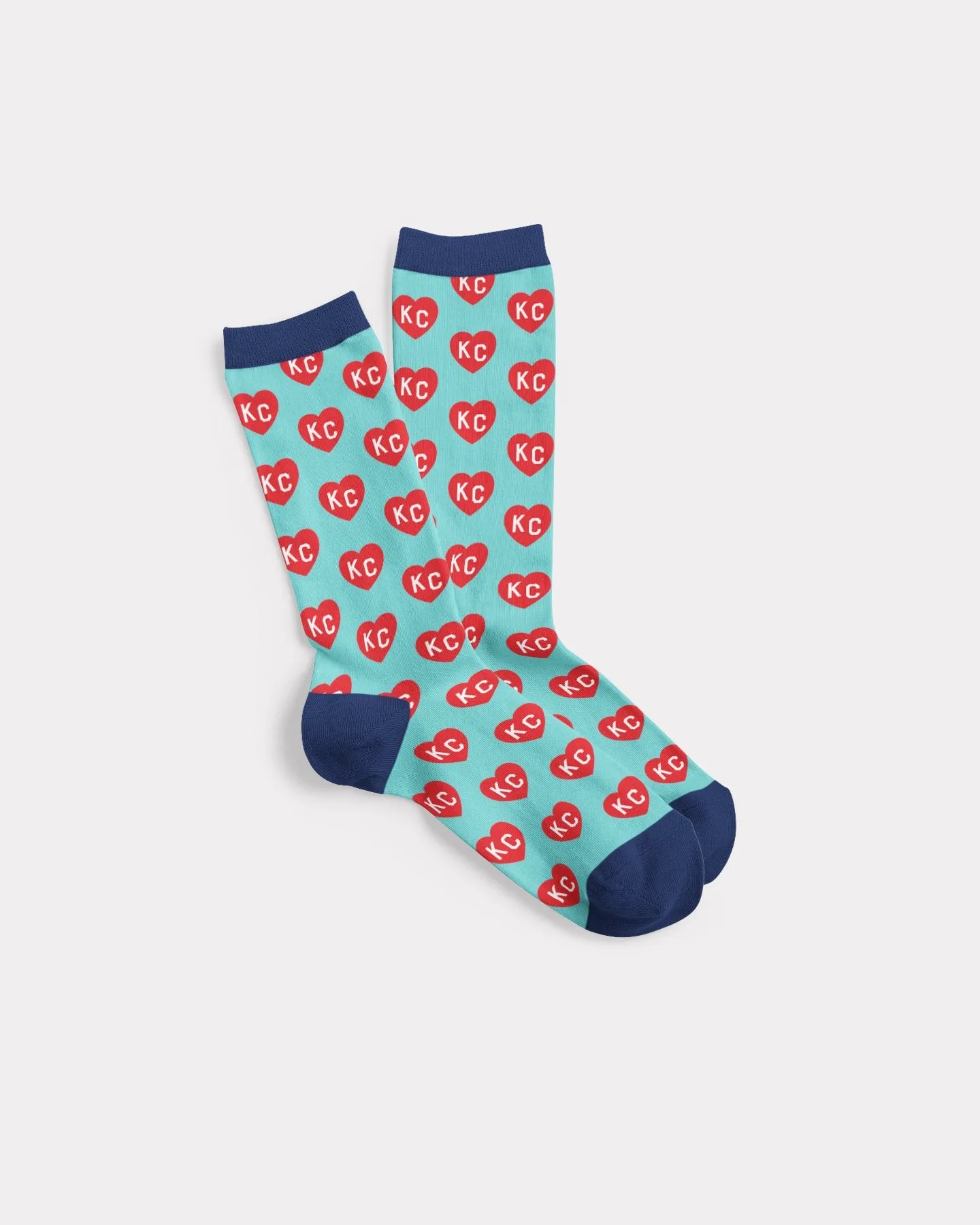 Teal & Red KC Heart Socks