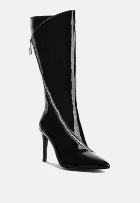 TSAROH Zip Around Calf Boot In Black