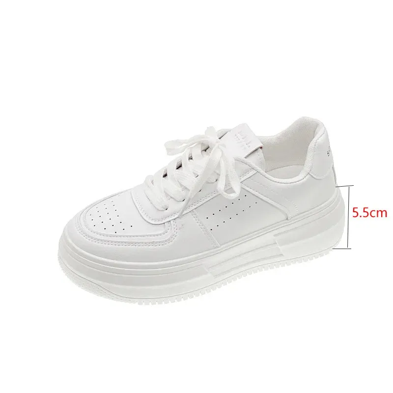 Women’s Fashion Classic White Sneakers – Comfortable White Vulcanized Platform Sports Shoes for Women